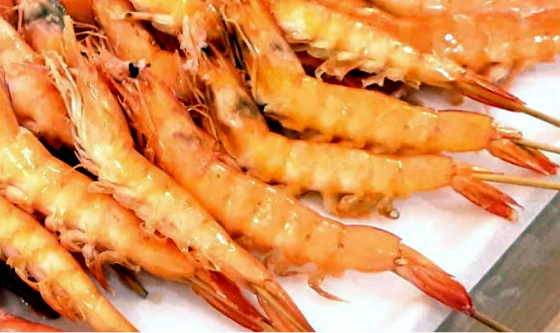 有頭海老の塩焼き